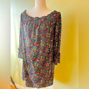 Lucky Brand micro floral dress with peplum sleeves Size S EUC